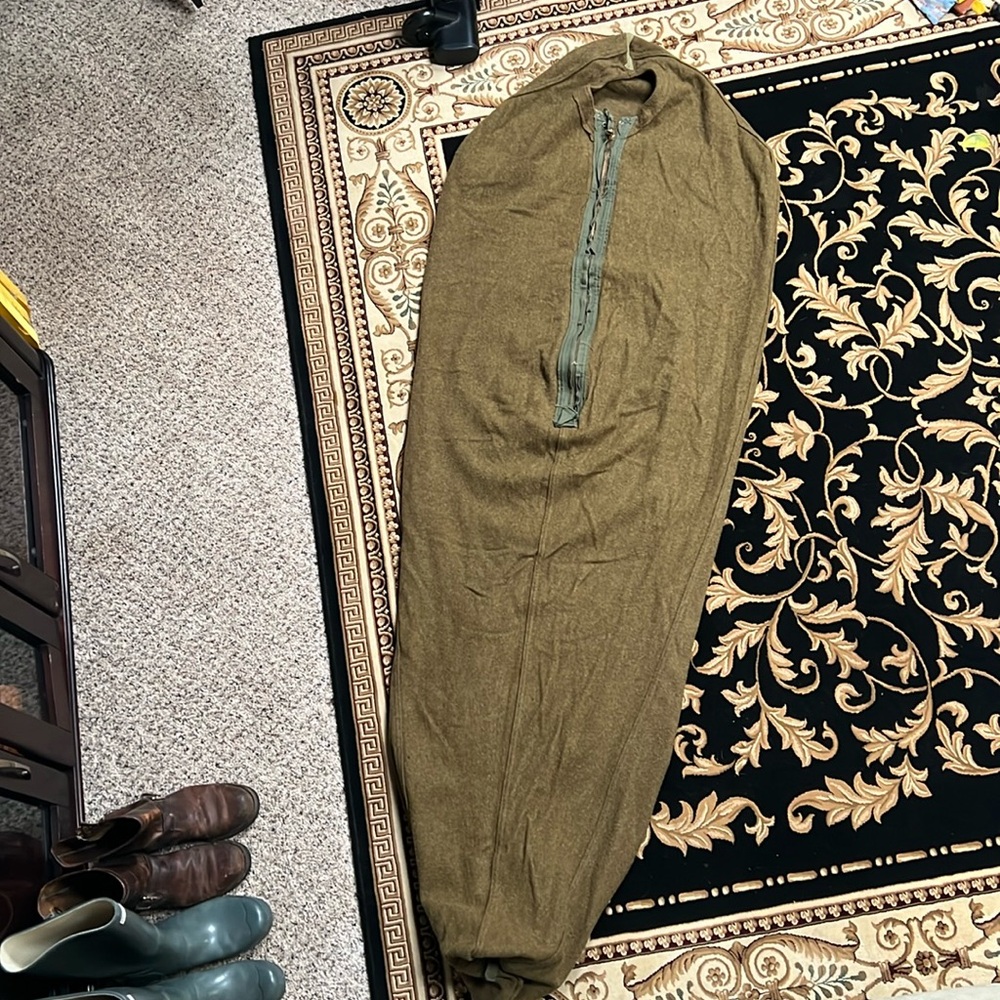 World War II US Army Wool Sleeping Bag Green Dated 1945 Mummy Military VTG - Picture 2 of 14